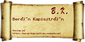 Berán Kapisztrán névjegykártya